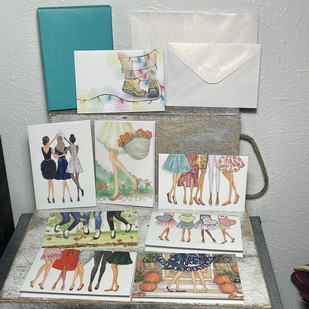 Lot of 16 Tieks By Gavrieli Blank Greeting Cards: 8 Designs Cards, 8 Envelopes
